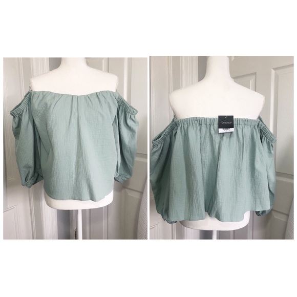 NWT Topshop Laundered Bardot off shoulder Top - Picture 3 of 6